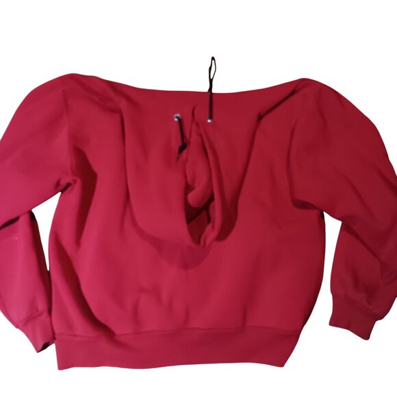 Vintage XL Nebraska Huskers Red Hoodie Sweatshirt Big Red 90s Patch Pullover USA - Picture 5 of 8